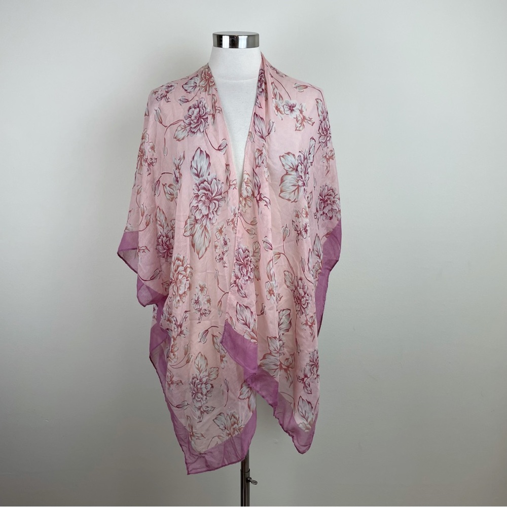 Marcus Adler New York Blush Pink Floral Scarf Wrap Boho Women